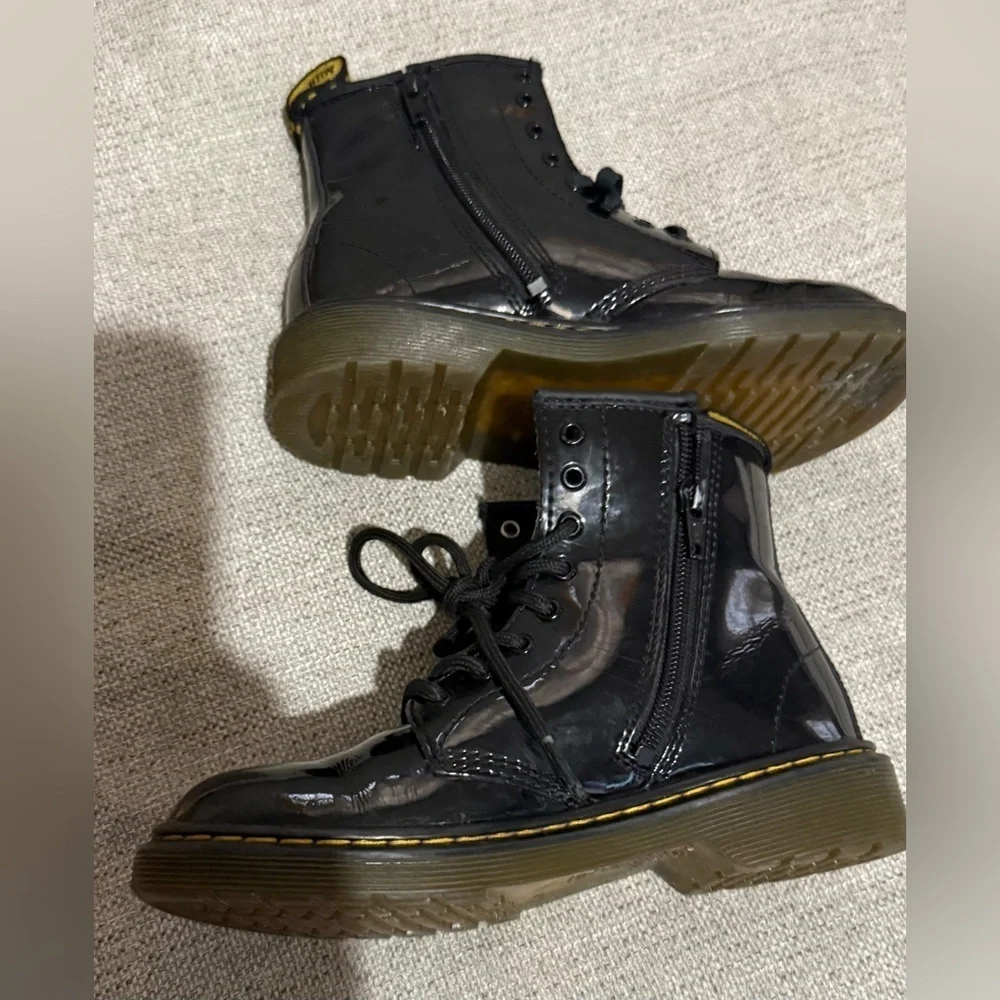 Dr. Martens Black Lace-Up Boots with Yellow Stitching